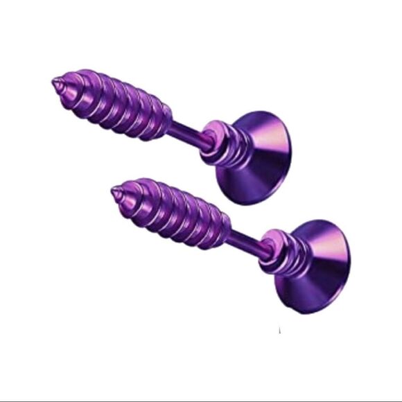 Purple Screw Stud Earrings - Picture 1 of 2